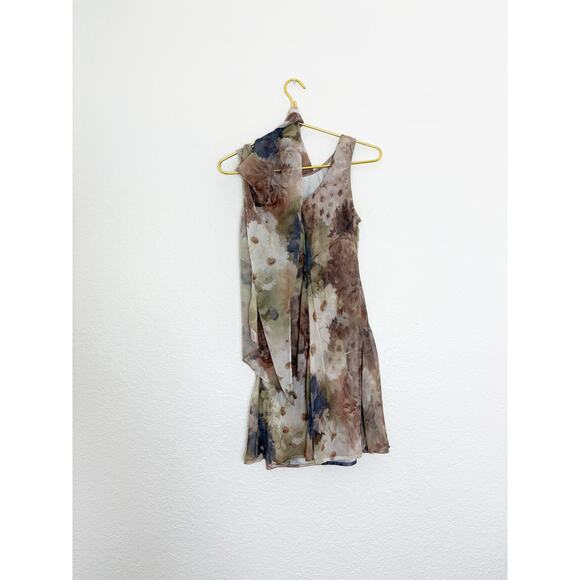 Vintage City Triangles Fairy Floral Neck Scarf Mini Dress Size Small Y2K 90s - Picture 10 of 10